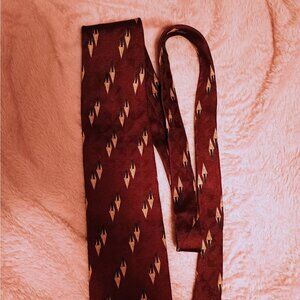 Bill Blass Black Label Mens Tie, Burgundy/ Black/ Tan, Silk, 28.5 Long 3.5" Wide